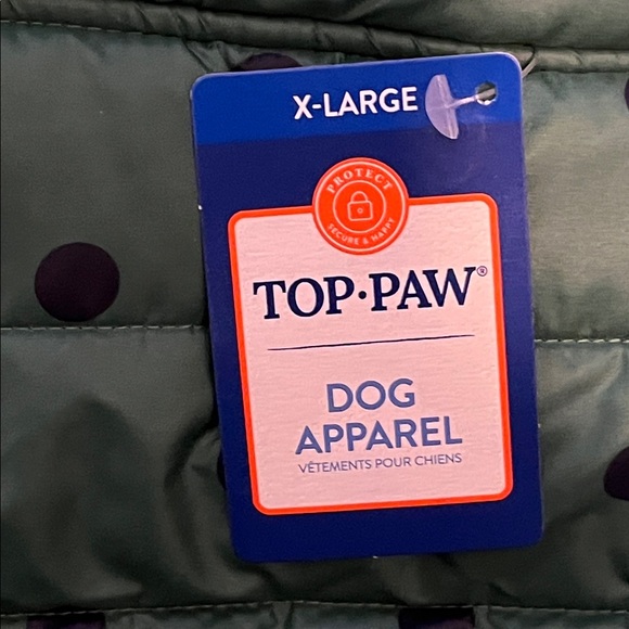 Dog Puffer Jacket in Green with Navy Polka Dots by Top Paw XL NWT - Picture 4 of 9